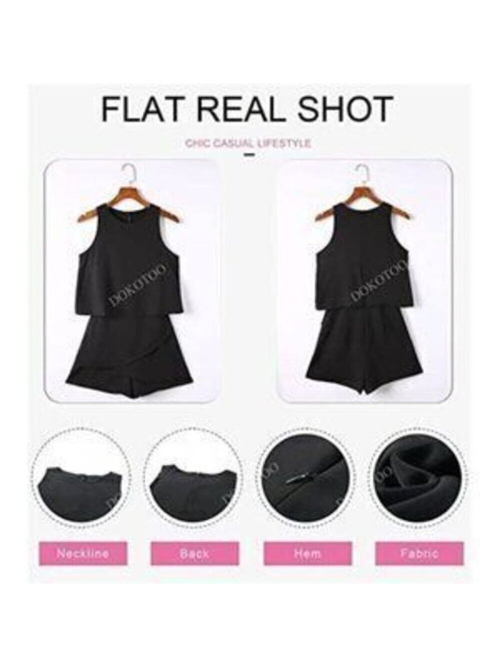 Women's Sleeveless Ruffle Romper Jumpsuit, Black - Picture 3 of 4